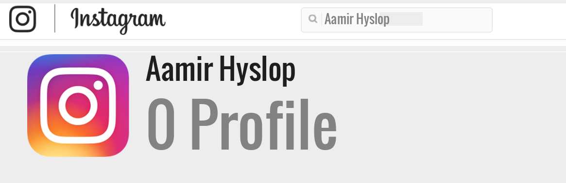 Aamir Hyslop instagram account