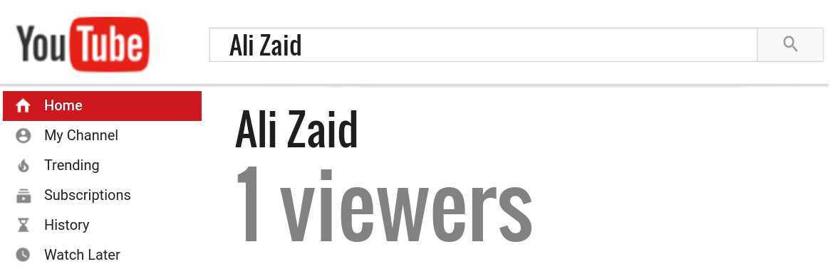 Ali Zaid youtube subscribers