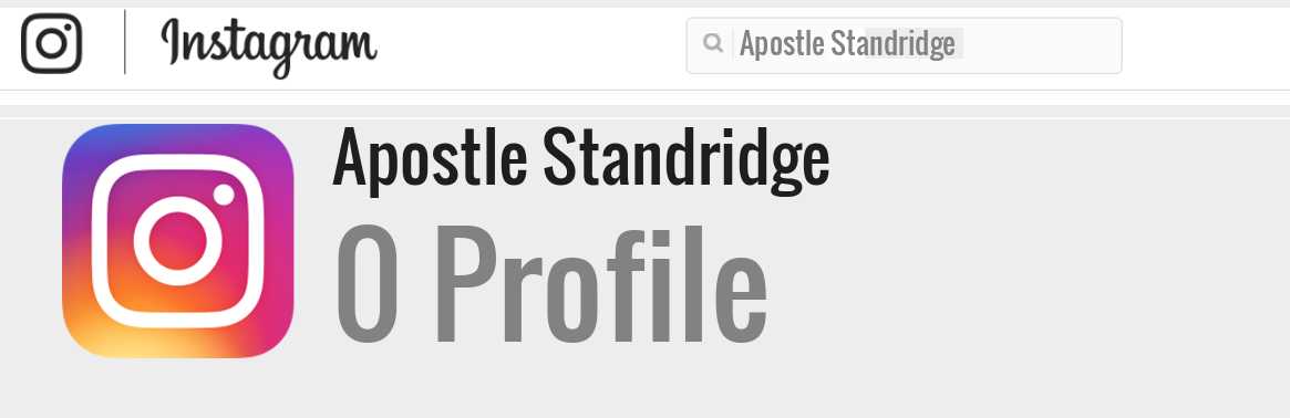 Apostle Standridge instagram account