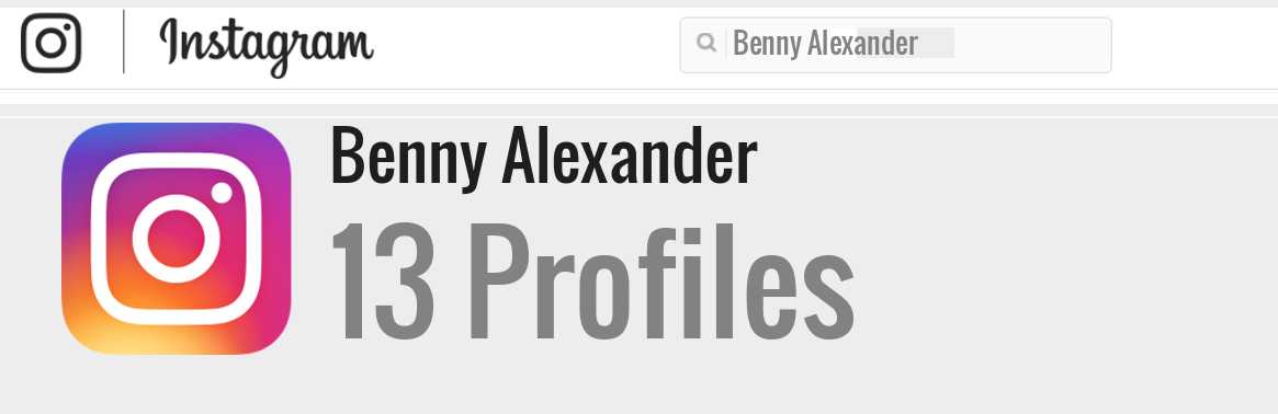 Benny Alexander instagram account