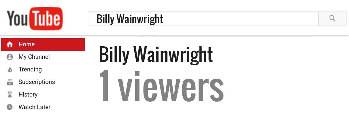 Billy Wainwright youtube subscribers