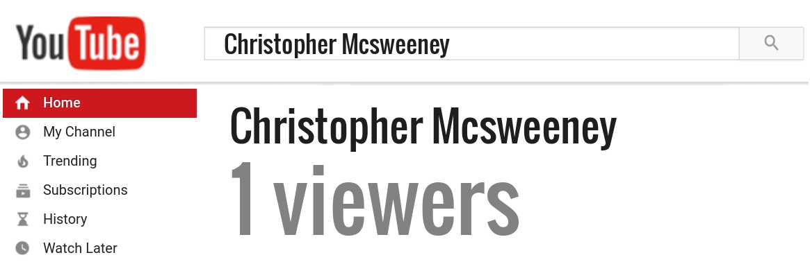 Christopher Mcsweeney youtube subscribers