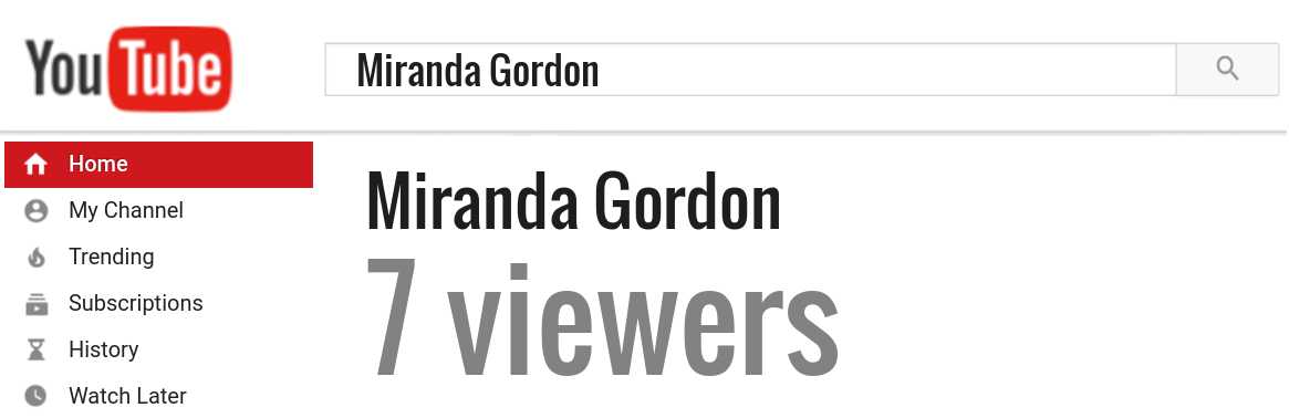 Miranda Gordon youtube subscribers