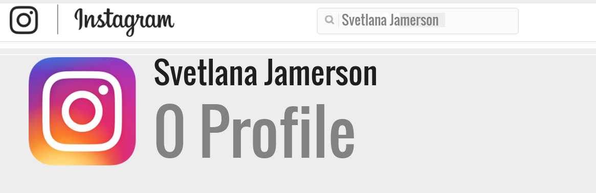 Svetlana Jamerson instagram account
